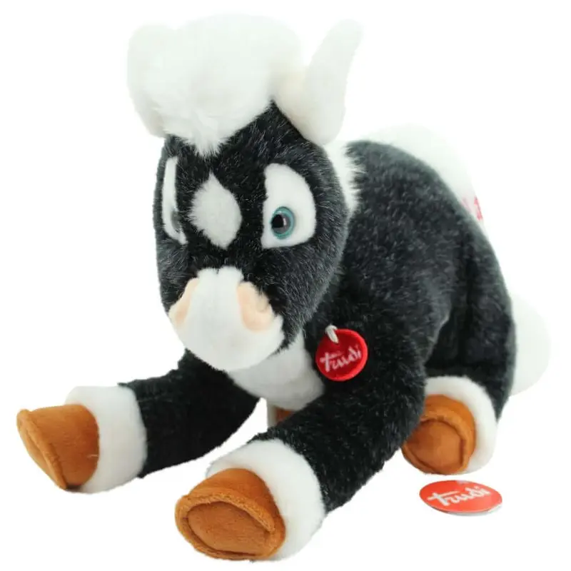 23583 - Plüschpferd liegend Pferd Nelson 45 cm, schwarz/weiß, hochwertiges Kuscheltier, Kuschelpferd, Kinder Spielzeug