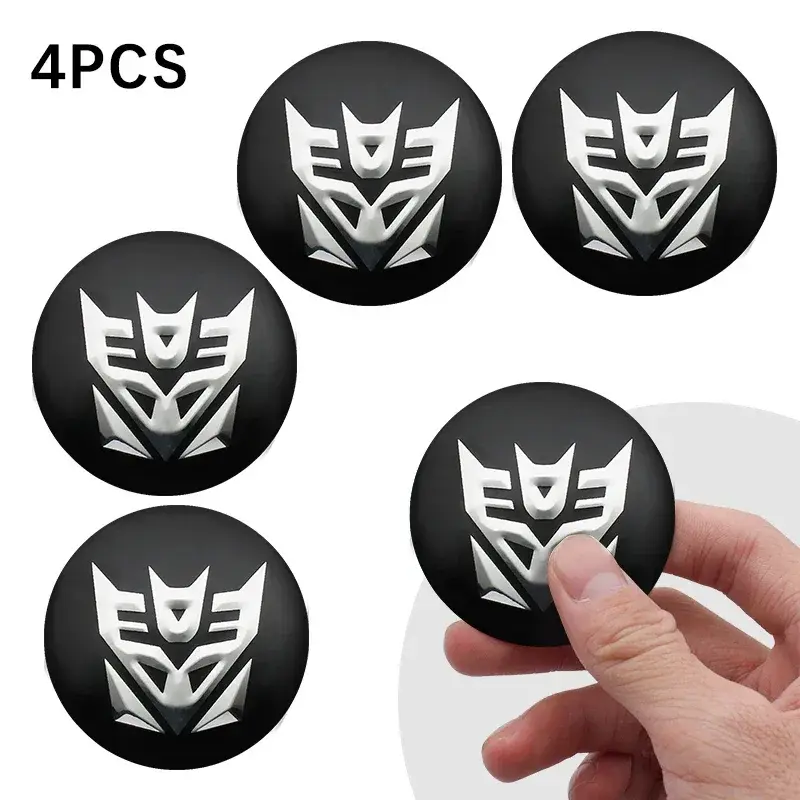 4 schwarze Rad-Embleme, 56 mm – Decepticons