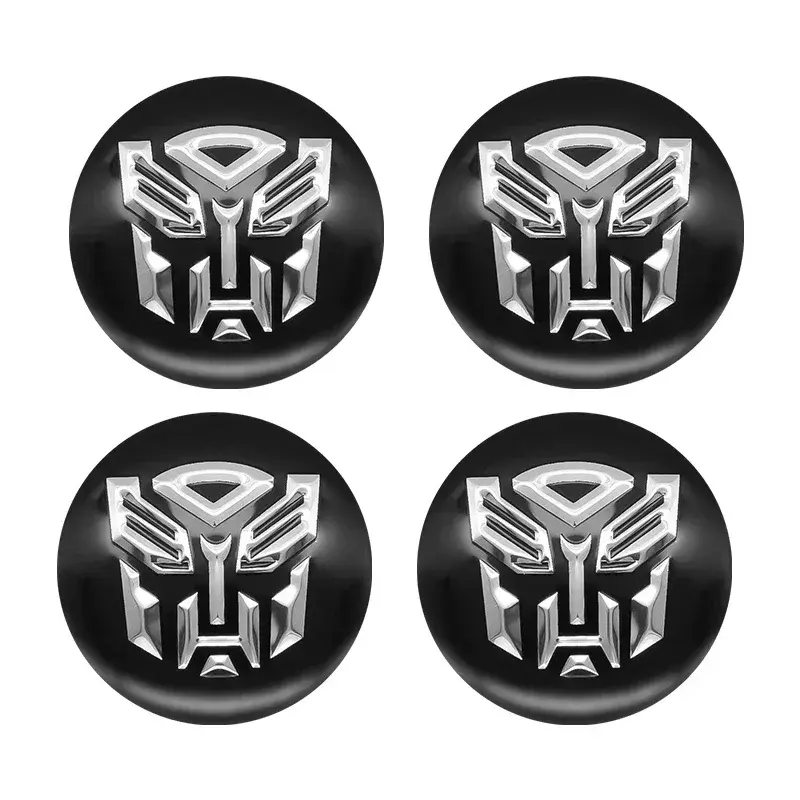 4 schwarze & silberne Rad-Embleme für 56-mm-Räder – Autobots