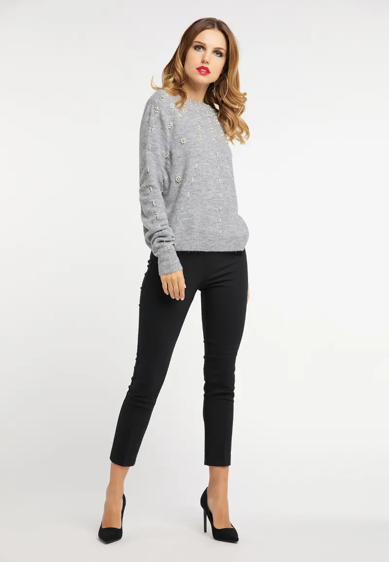 B-WARE FAINA DAMEN PULLOVER Gr. L/XL Farbe GRAU MELANGE