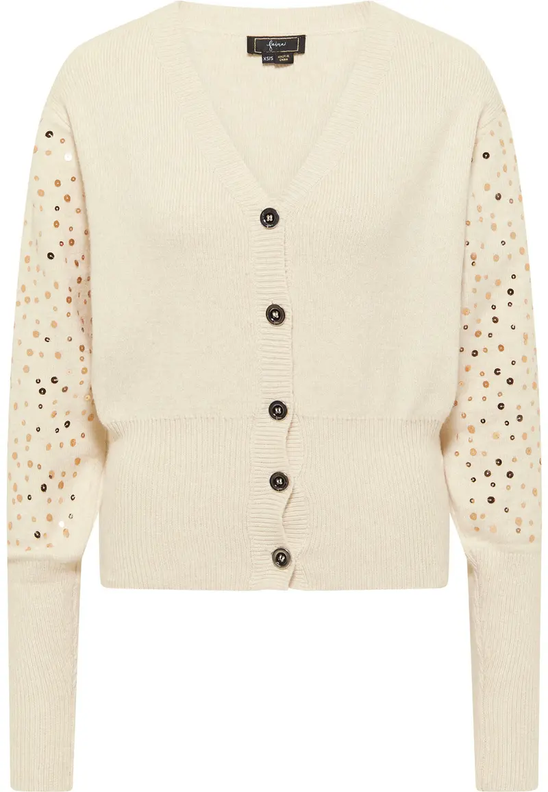 B-WARE FAINA DAMEN STRICKJACKE GR. XS/S FARBE CHAMPAGNER