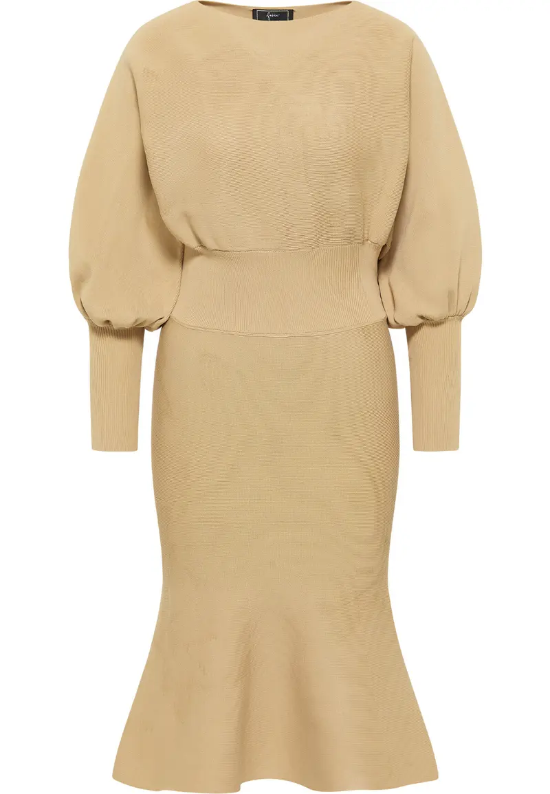 B-WARE FAINA DAMEN STRICKKLEID Gr. M/L Farbe Kamel