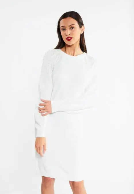 B-WARE FAINA DAMEN STRICKKLEID GR.XL/XXL FARBE WEISS