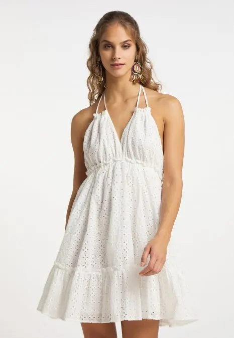 B-WARE IZIA DAMEN KLEID GR.L FARBE WEISS