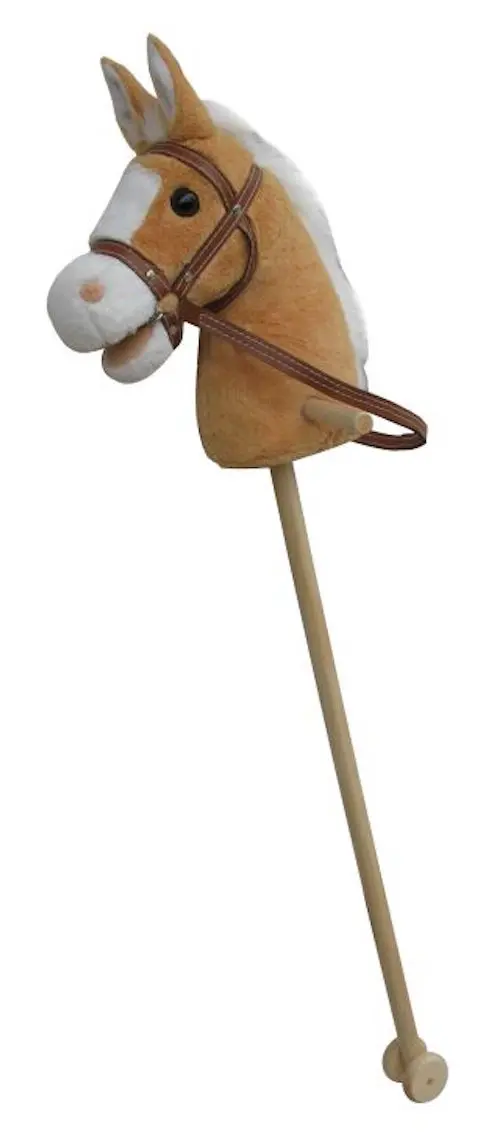 B- Ware- Sweety Toys 5109 Steckenpferd Goldy "My Donner", super-süss, Sweety-Toys,Farbe Goldbeige -sehr edel- mit weißer Mähne ,Größe ca.100 cm Top Qualität mit Haltegriffen und Laufrollen aus Holz