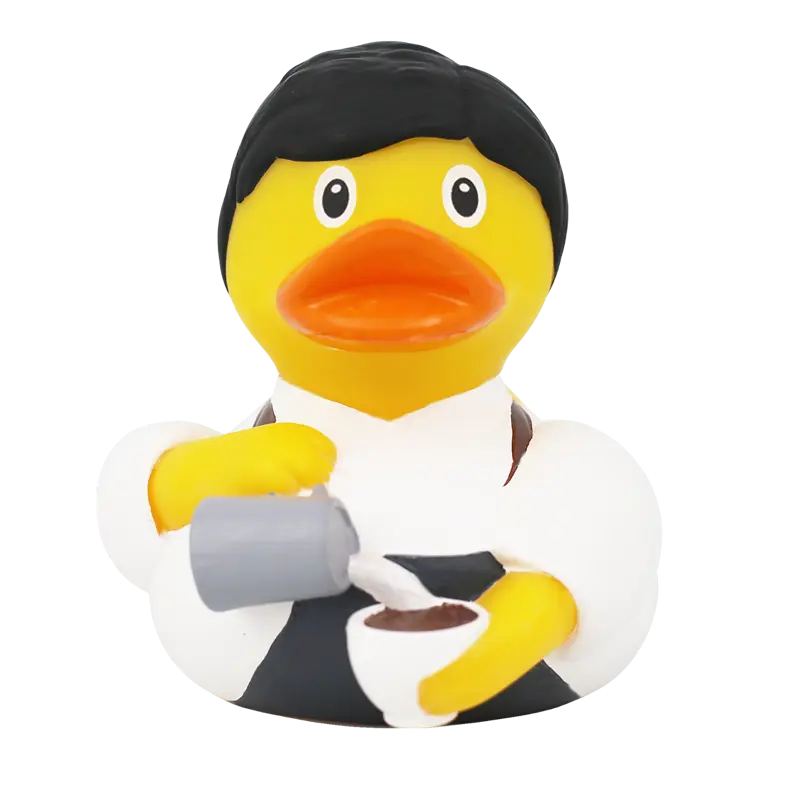 Barista Kaffee Ente Badeente Quietscheente Gummiente Lilalu