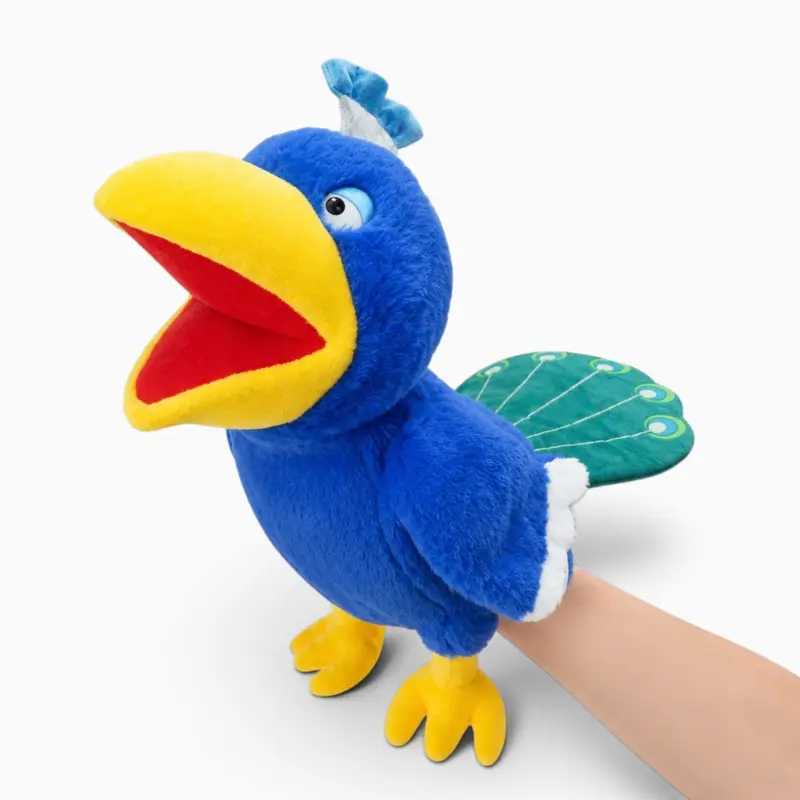 Blauer Pfau-Kuscheltier-Handpuppe
