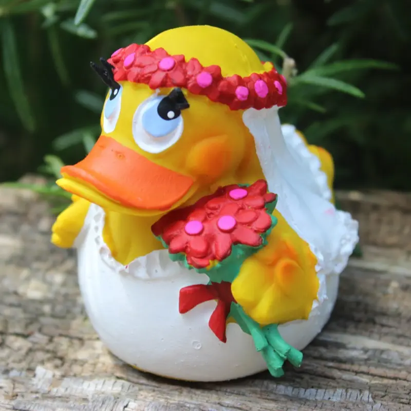 Braut Hochzeit Duck Quietscheente Badeente Naturkautschuk Lanco