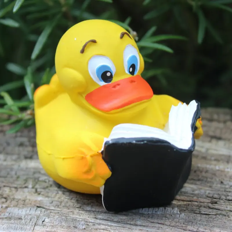 Buch Lesen Duck Quietscheente Badeente Naturkautschuk Lanco