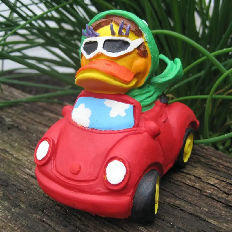 Cabrio Autofahrerin Duck Quietscheente Badeente Naturkautschuk Lanco
