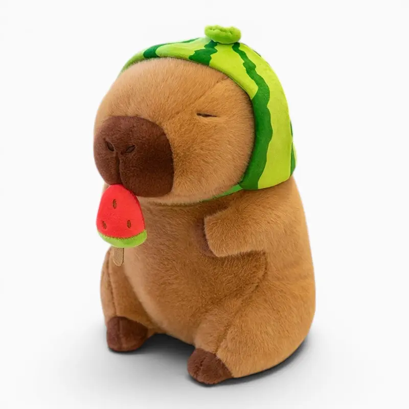 Capybara-Kuscheltier mit Wassermelonenmütze