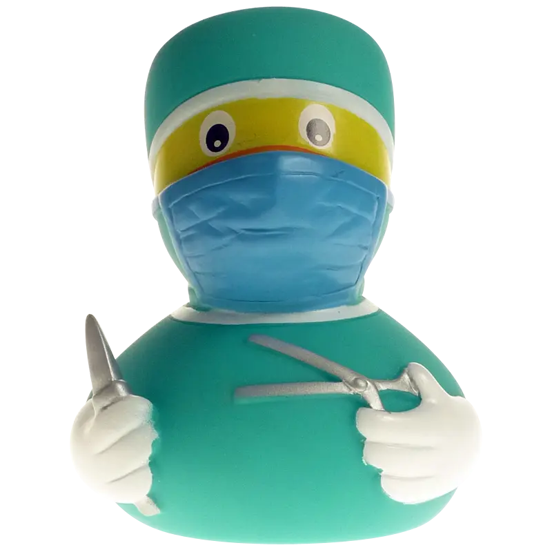 Chirurgie Operation Ärzte Ente Badeente Quietscheente Factotum