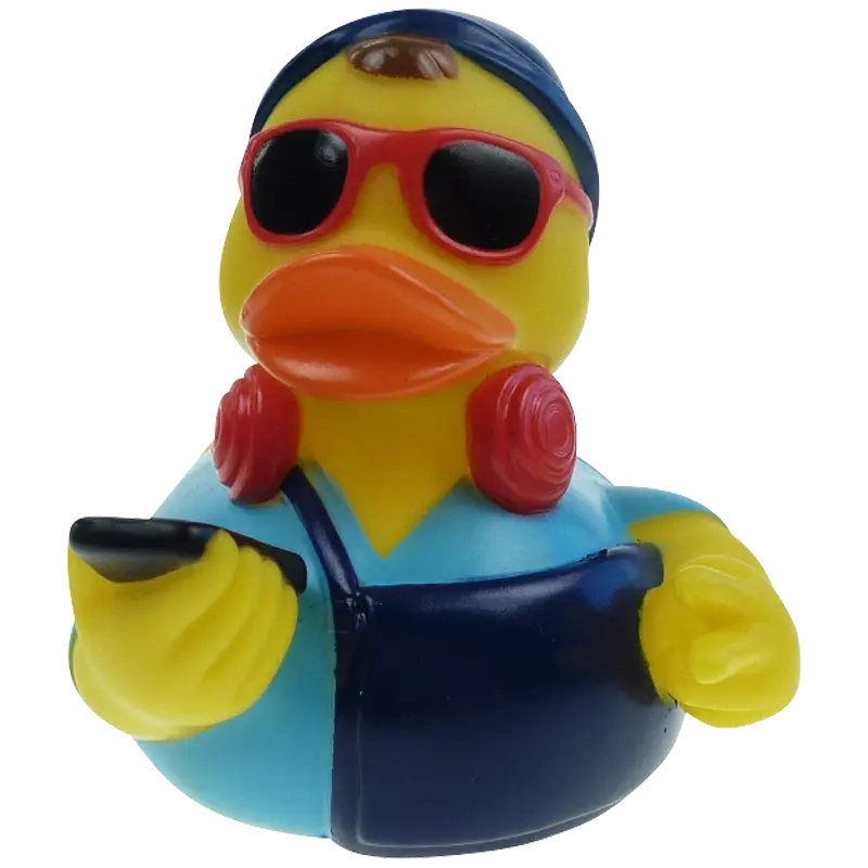 Cooler Jugendlicher Ente Badeente Quietscheente Blau Factotum