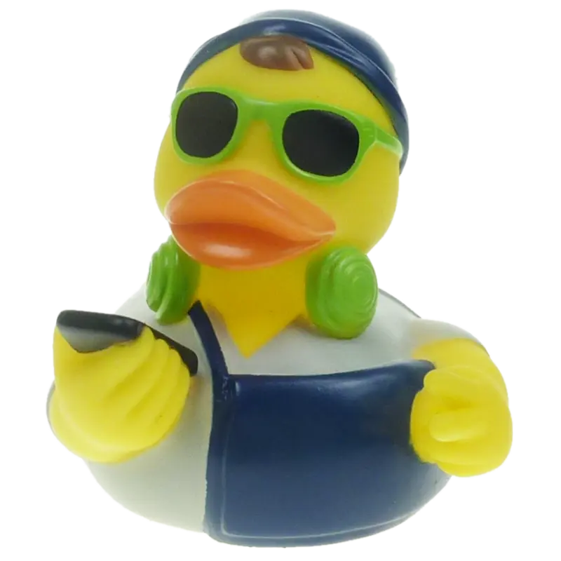 Cooler Jugendlicher Ente Badeente Quietscheente Grau Factotum