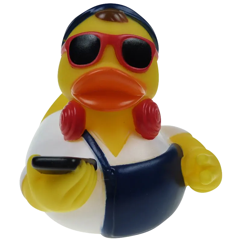 Cooler Jugendlicher Ente Badeente Quietscheente Weiss Factotum