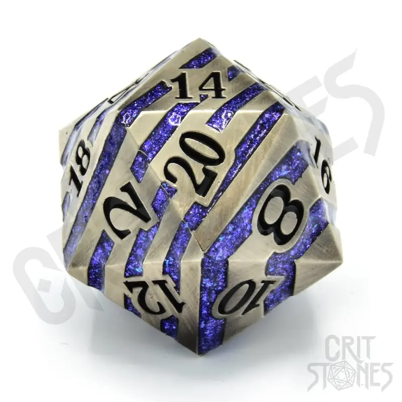 CritStones Metal Würfel D20 Engraved Elder 3 cm