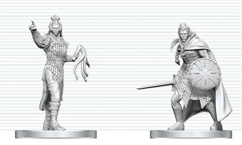 D&D Nolzur's Marvelous Miniatures Minifiguren Drow Elite Warrior & Drow Priestess of Lolth 13 cm