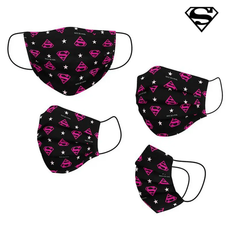 DC Super Hero Girls Stoffmaske für Kinder, wiederverwendbar, Schwarz