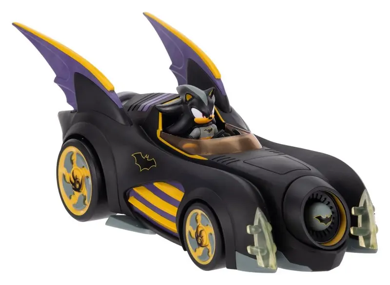 DC x Sonic - The Hedgehog Actionfigur mit Fahrzeug Shadow Batman & Batmobile 6 cm
