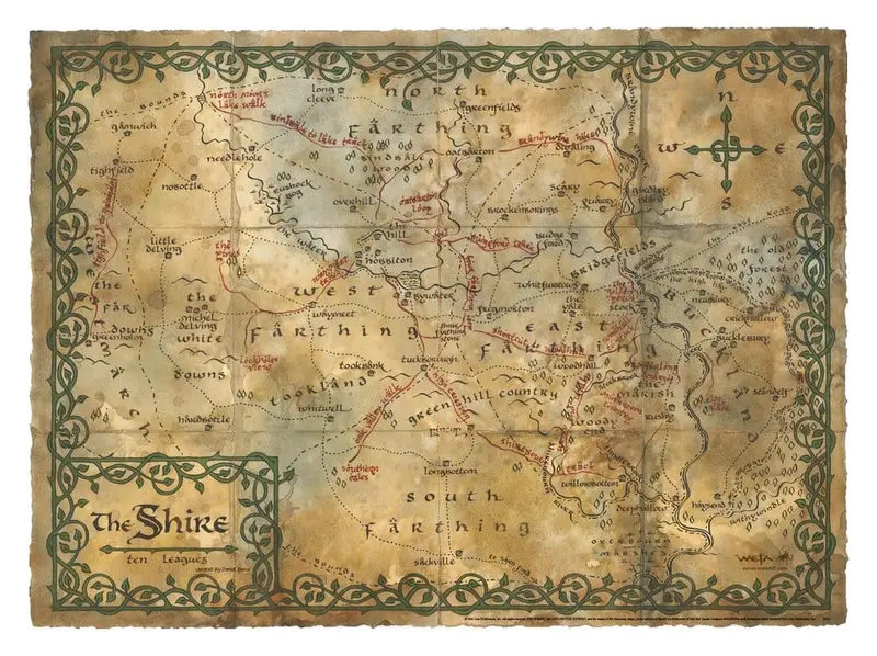 Der Hobbit Kunstdruck Map of the Shire 74 x 54 cm