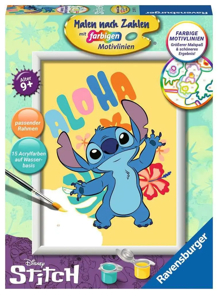 Disney Malen nach Zahlen Malset Aloha Stitch 18 x 24 cm *Deutsche Version*