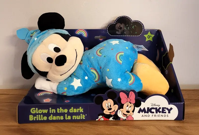 Disney Plüsch Mickey Maus Strampler Stofftier Kuscheltier Baby Micky LEUCHTET 30cm 0+ NEU & OVP