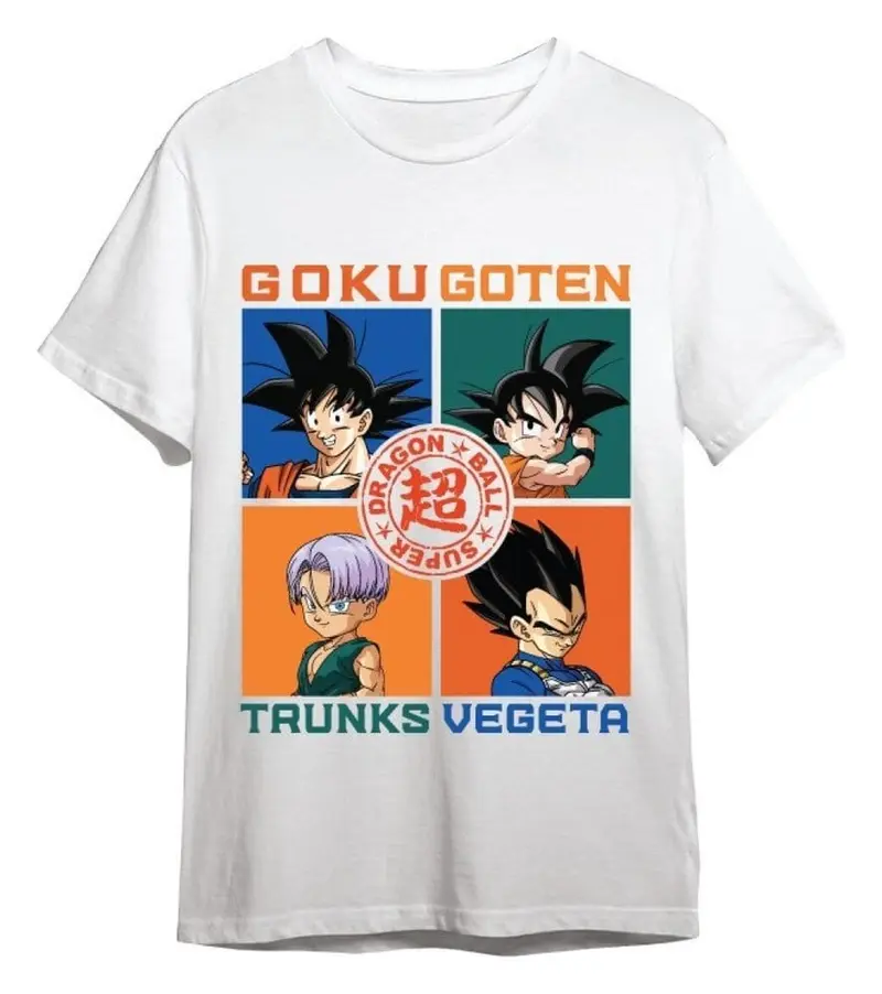 Dragon Ball Super T-Shirt Goku, Goten, Trunks, Vegeta Weiß Größe L