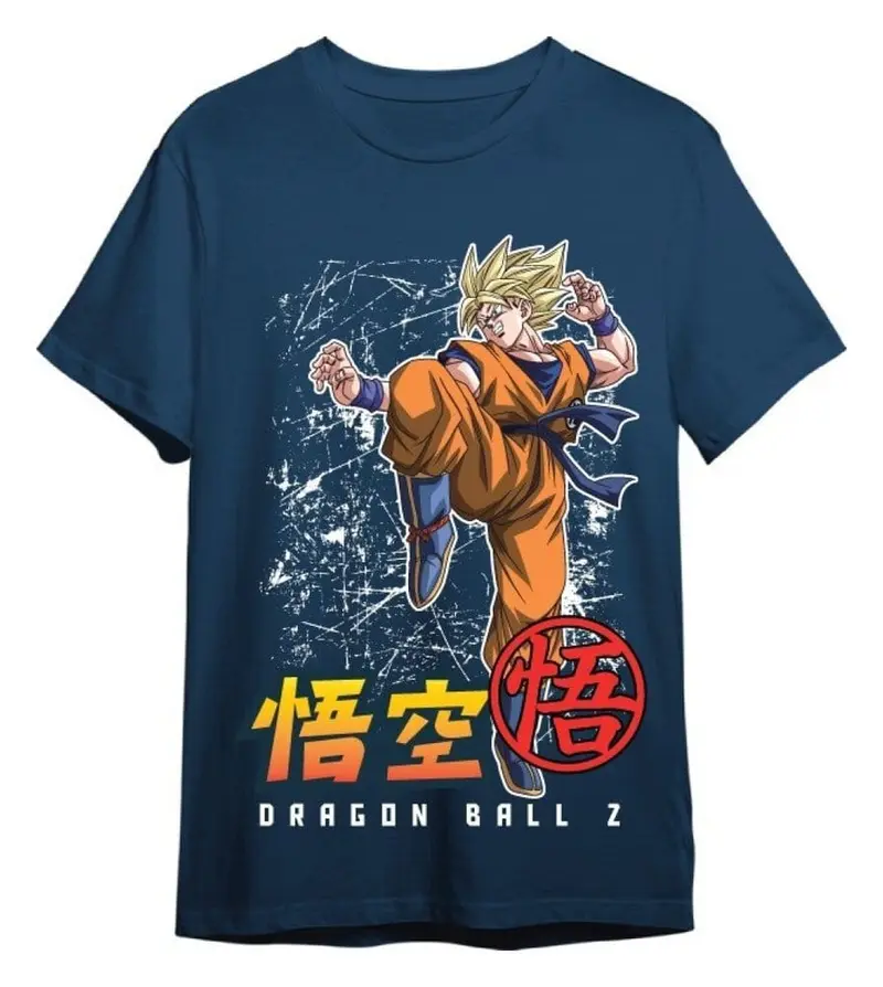 Dragon Ball Z T-Shirt Goku Super Saiyan Jeansblau Größe XL