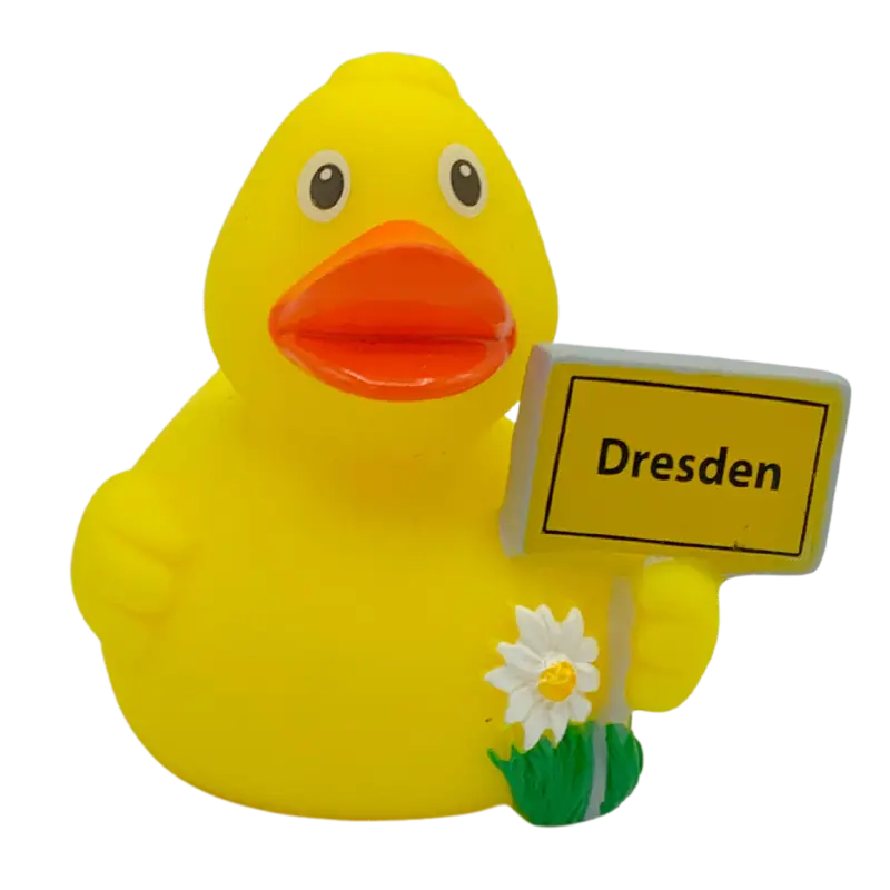 Dresden Stadt Ente Ortsschild Badeente Quietscheente Schnabels