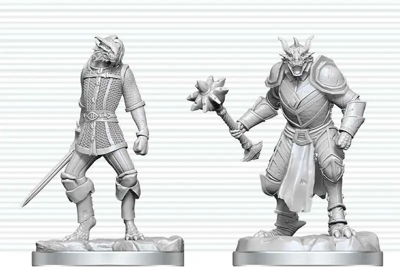Dungeons & Dragons Nolzur's Marvelous Miniatures Miniatur unbemalt Drachengeborener Paladin & Drachengeborener Knappe 14 cm