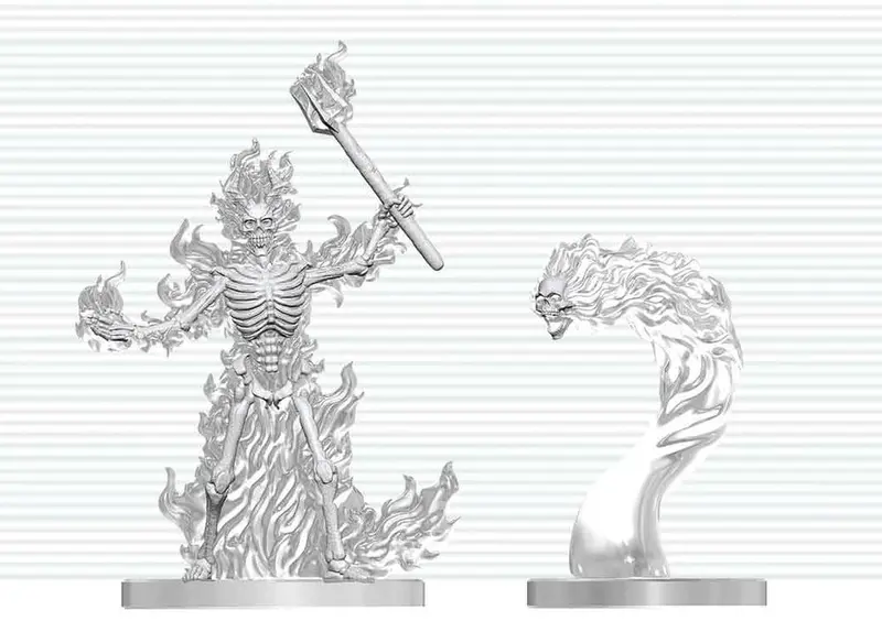 Dungeons & Dragons Nolzur's Marvelous Miniatures Miniatur unbemalt Flammendes Skelett & Flammenschädel 14 cm