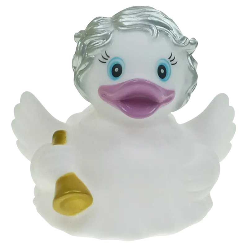 Engel mit Glocke Ente Badeente Quietscheente Christkind Factotum