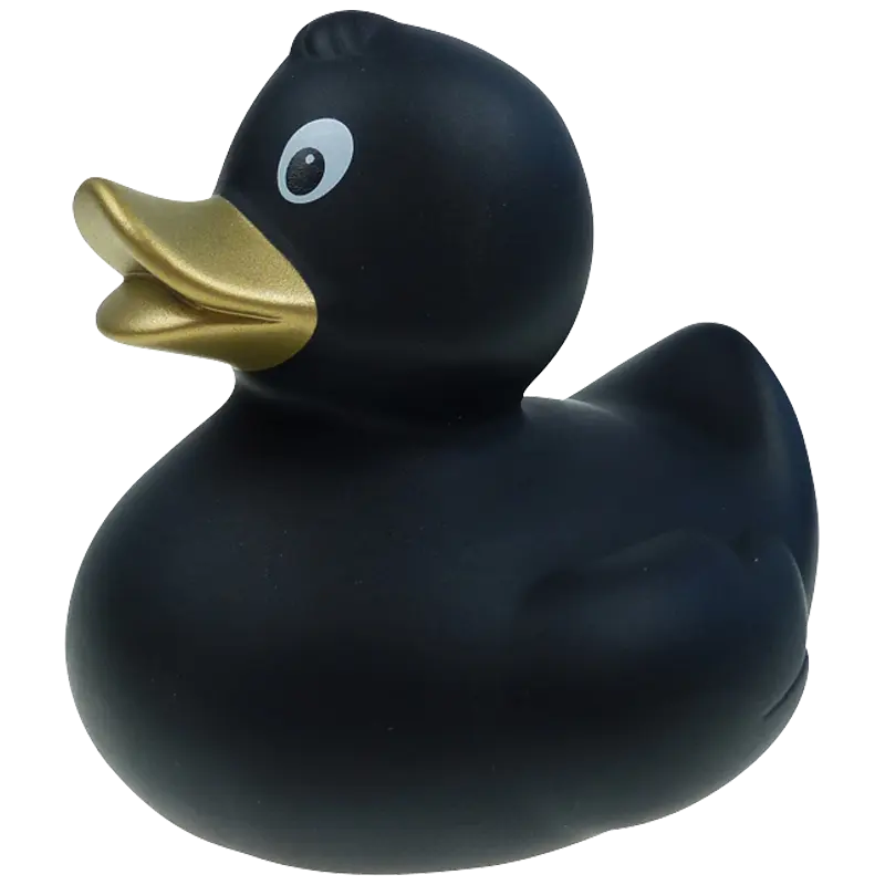 Ente Schwarz Goldener Schnabel Badeente Quietscheente Factotum