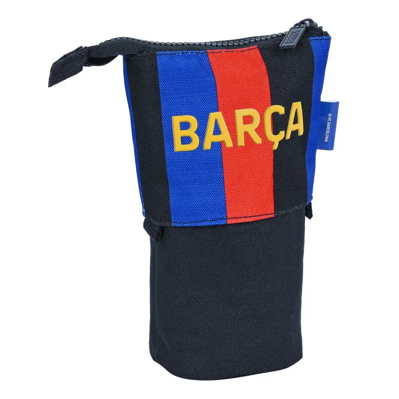 F.C. Barcelona Stifteetui, Bordeaux/Marineblau, 8 x 19 x 6 cm