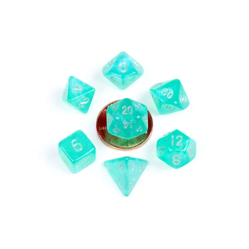FanRoll Mini Würfel Set Stardust Turquoise (7)