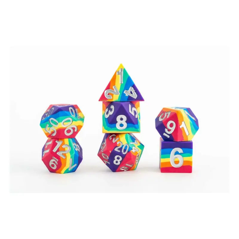 FanRoll Sharp Edge Silicone Würfel Set Rainbow (7)