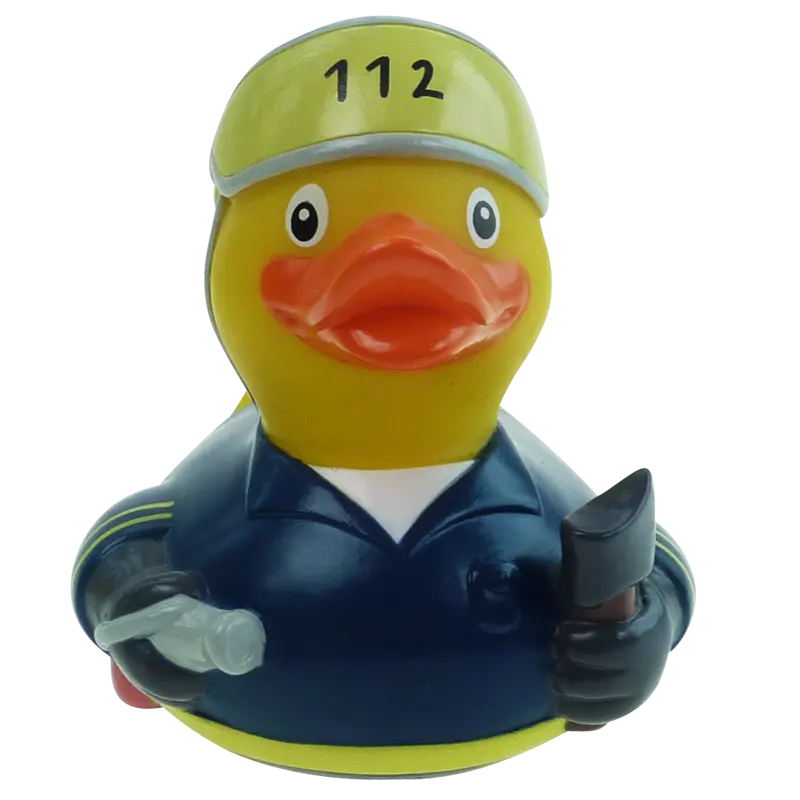 Feuerwehr 112 Ente Badeente Quietscheente Blau Factotum