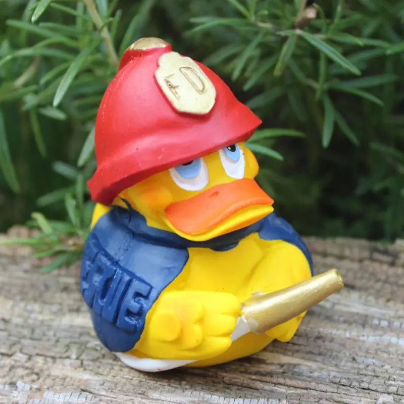 Feuerwehr Duck Quietscheente Badeente Naturkautschuk Lanco