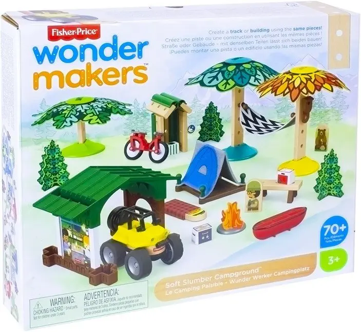 Fisher Price Wonder makers Holz Bausteine Campingplatz 28x30cm0