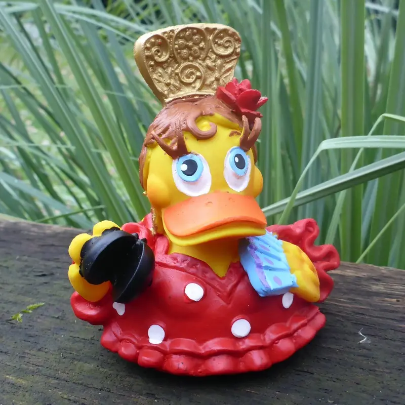 Flamenco Rot Duck Quietscheente Badeente Naturkautschuk Lanco