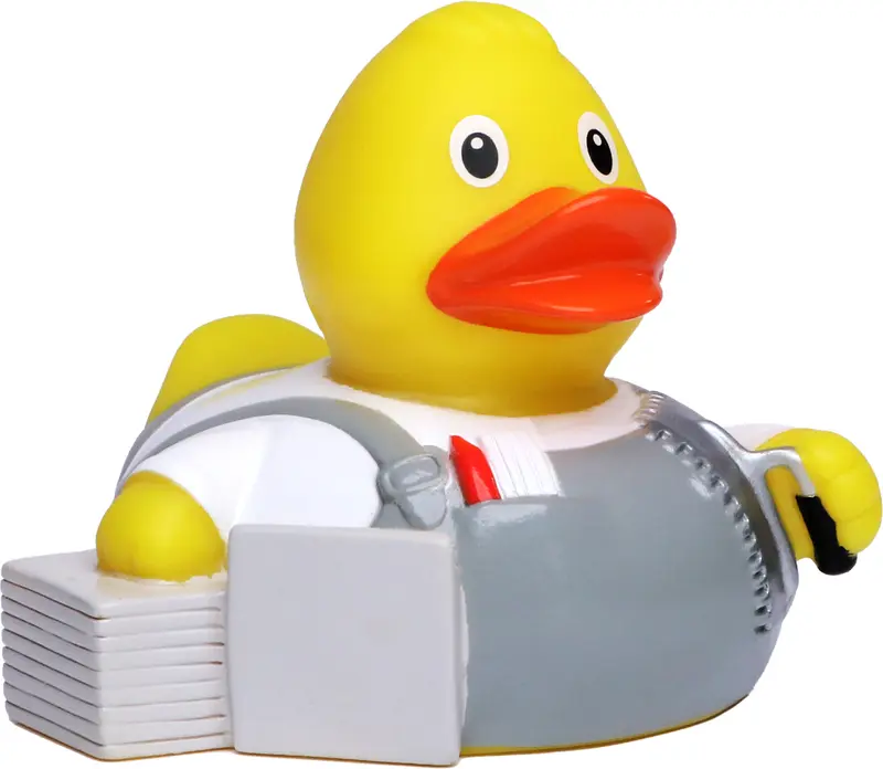 Fliesenleger Handwerker Ente Badeente Quietscheente Schnabels