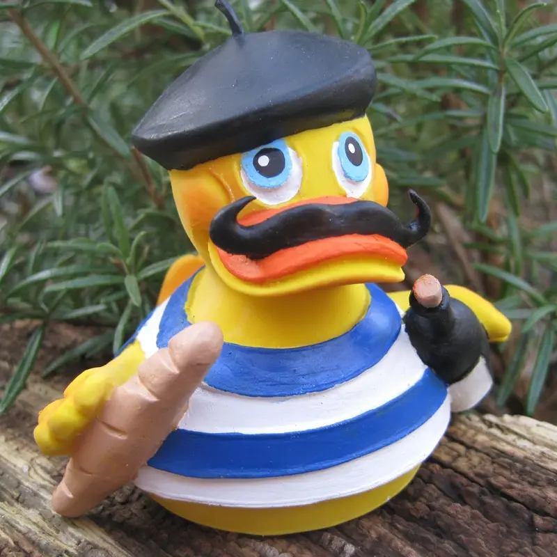 Franzose Duck au Vin Quietscheente Badeente Naturkautschuk Lanco