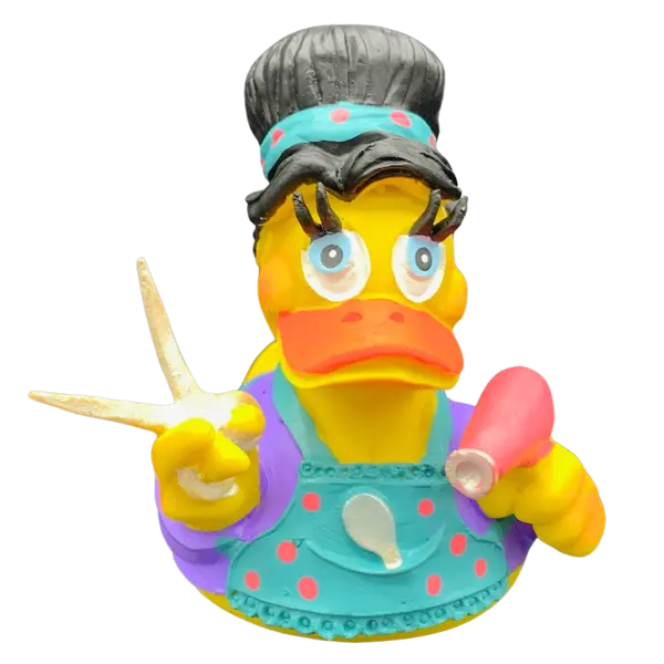 Friseurin Schwarze Haare Duck Quietscheente Badeente Lanco