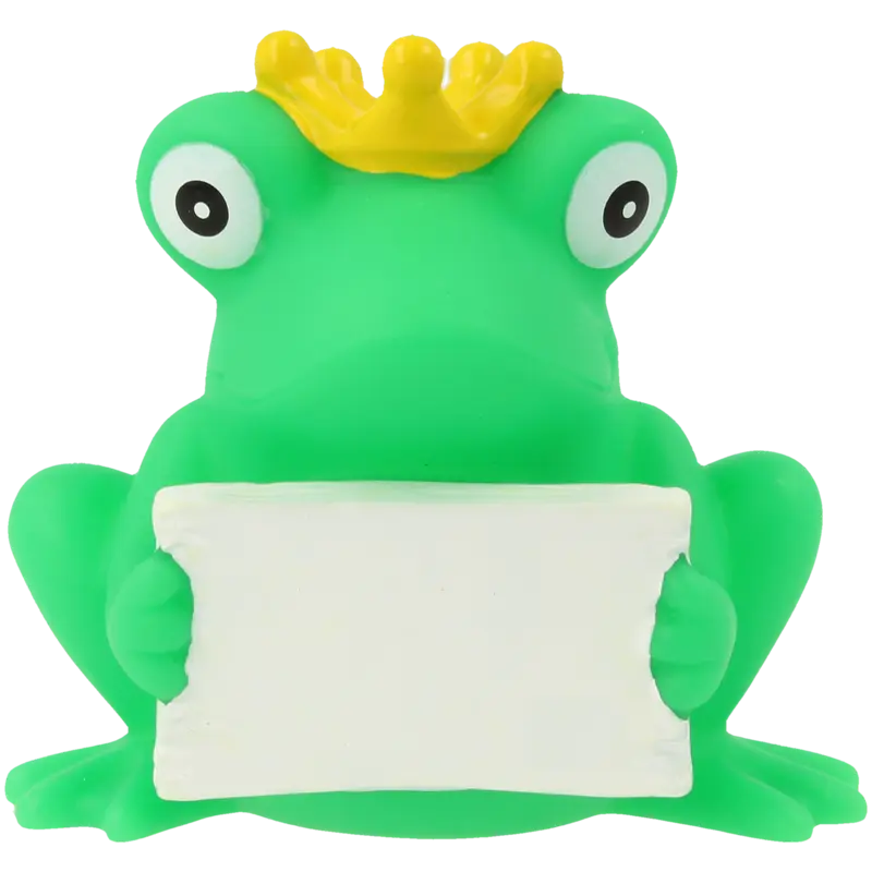 Frosch mit Gruss Schild Quietschefrosch Badetier Personalisierbar Lilalu