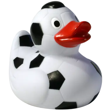 Fussball Ente Badeente Quietscheente Gummiente Factotum