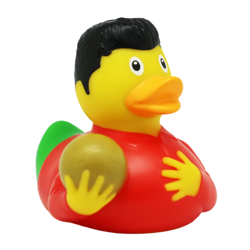 Fussballspieler Portugal Ente Badeente Quietscheente Gummiente Lilalu