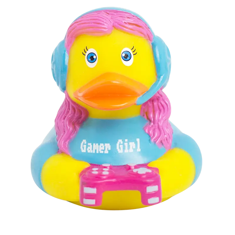 Gamer Ente Mädchen Badeente Quietscheente Gummiente Lilalu