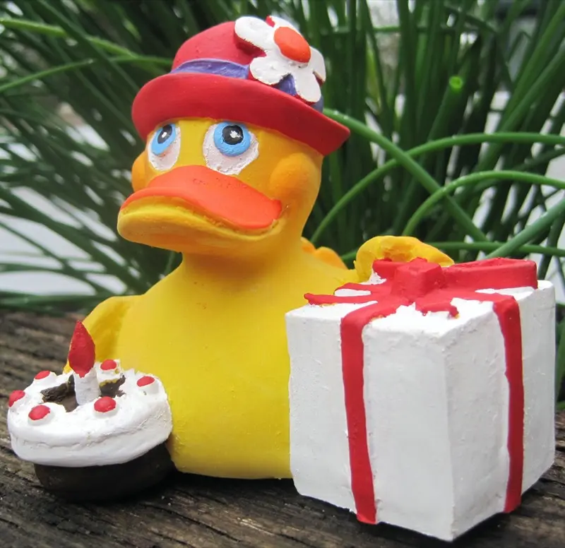 Geburtstag Happy Birthday Duck Quietscheente Naturkautschuk Lanco