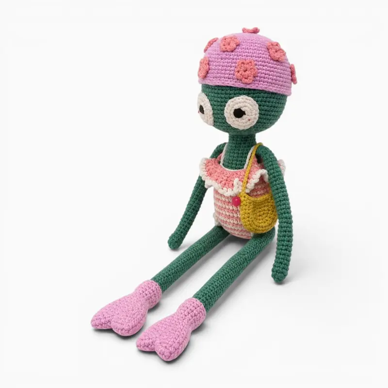 Gehäkeltes Frosch Kuscheltier mit Badeanzug