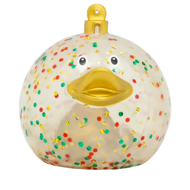 Glitzer Weihnachtskugel Christbaumschmuck Ente Badeente Quietscheente Lilalu